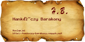 Hankóczy Barakony névjegykártya